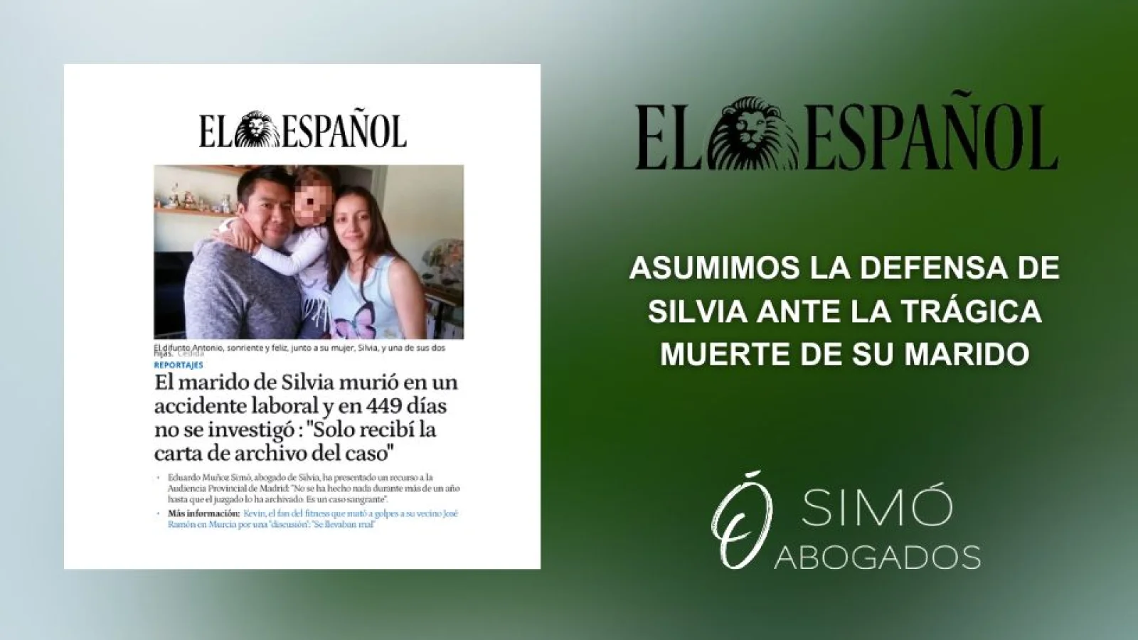 Defensa legal: accidentes laborales y muerte