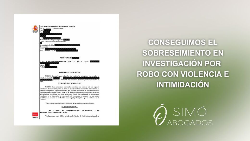 Sobreseimiento y archivo en caso de robo con violencia