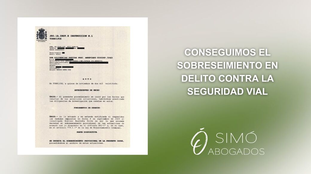 Sobreseimiento en caso de delito vial en España