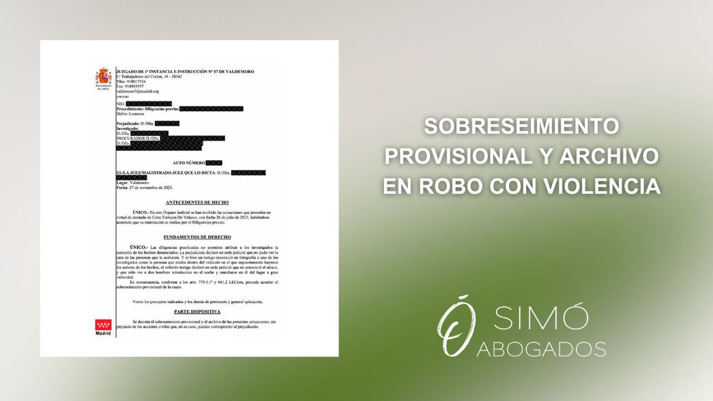 Sobreseimiento en robo con violencia: caso cerrado